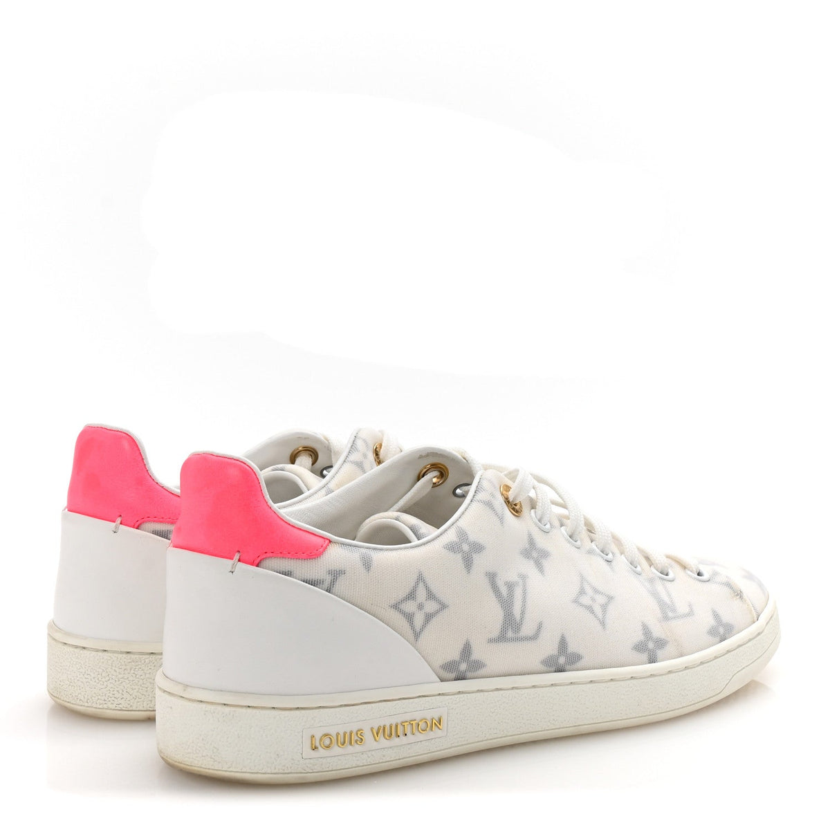Technical Fabric Calfskin Monogram Frontrow Sneakers 39 Pink