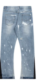 Gallery Dept Ripped Distressed Paint‑Splatter Flare Denim Jeans Light Wash Blue
