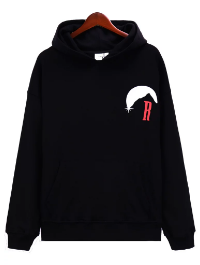 Rhude Stamp Mountain Sunrise Front‑Back Graphic Oversized Hoodie Black