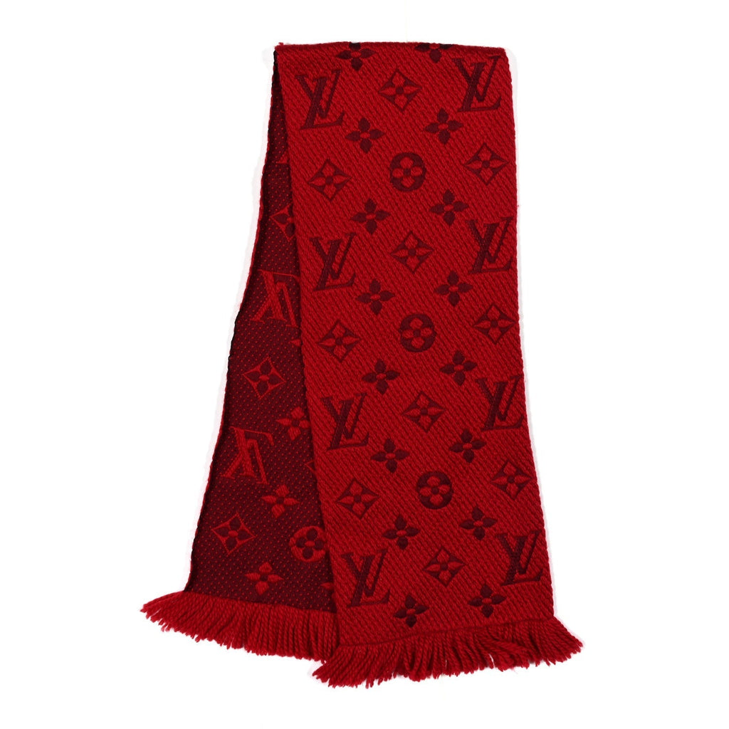 Wool Silk Logomania Scarf Rubis
