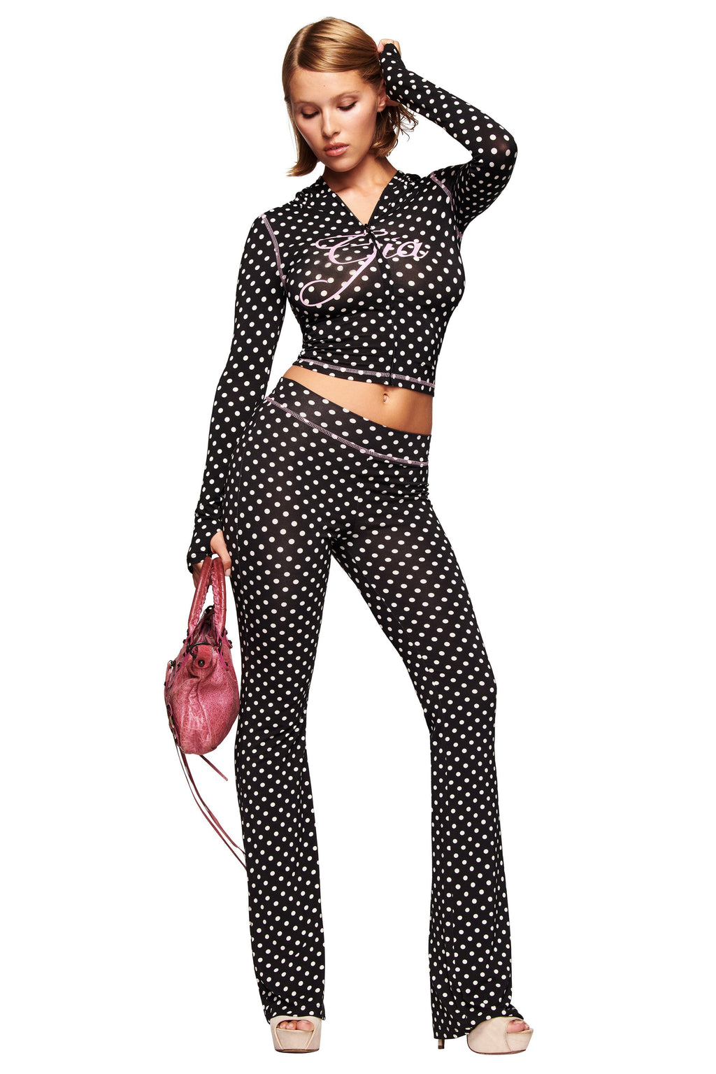 BLARE TRACKPANT - BLACK POLKA DOT
