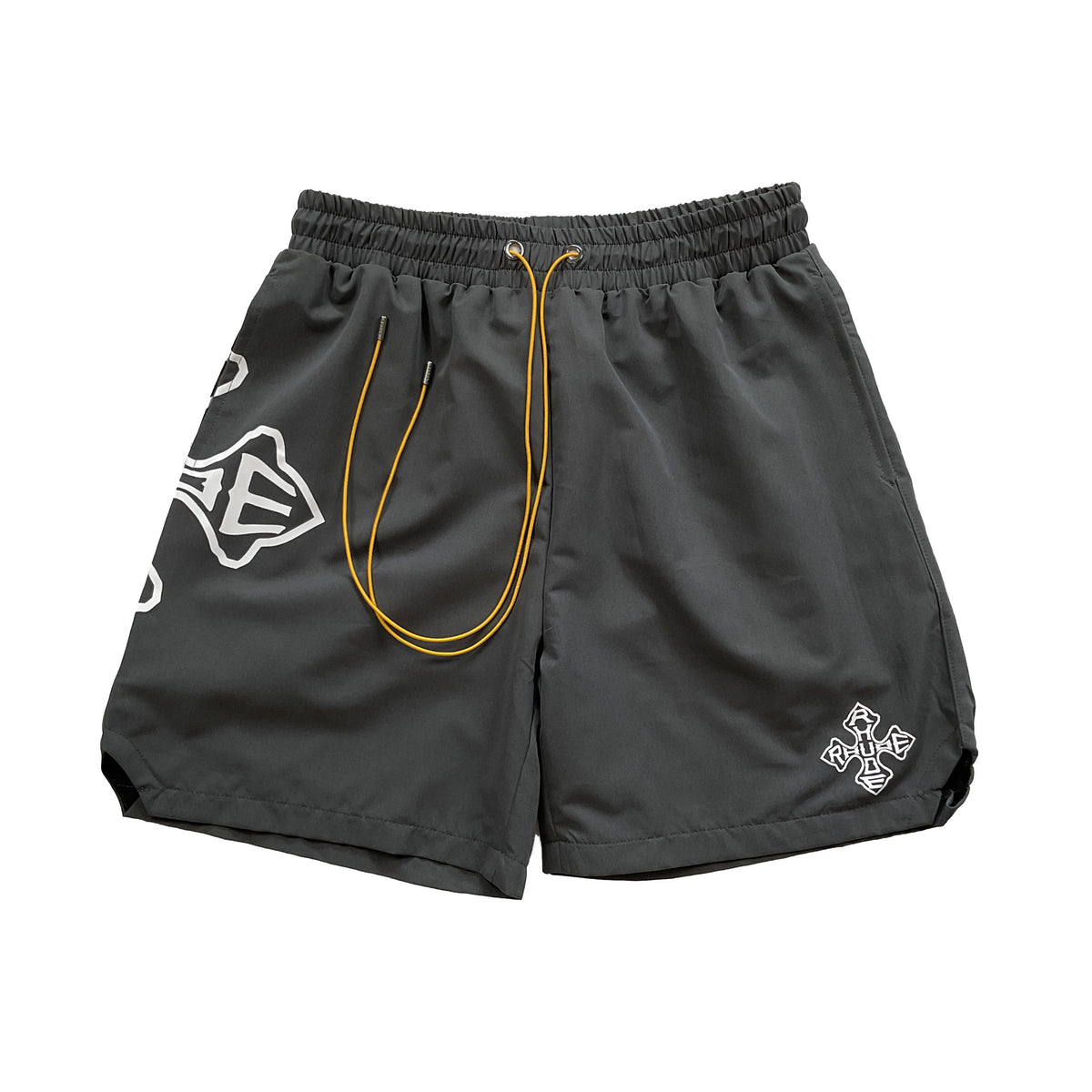 Rhude Cross Logo Graphic Nylon Casual Shorts Dark Grey