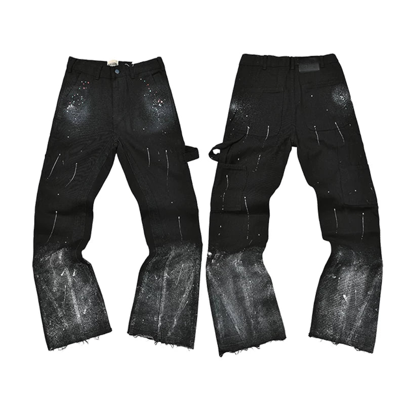 Gallery Dept Paint‑Splatter Black Carpenter Flare Denim Jeans