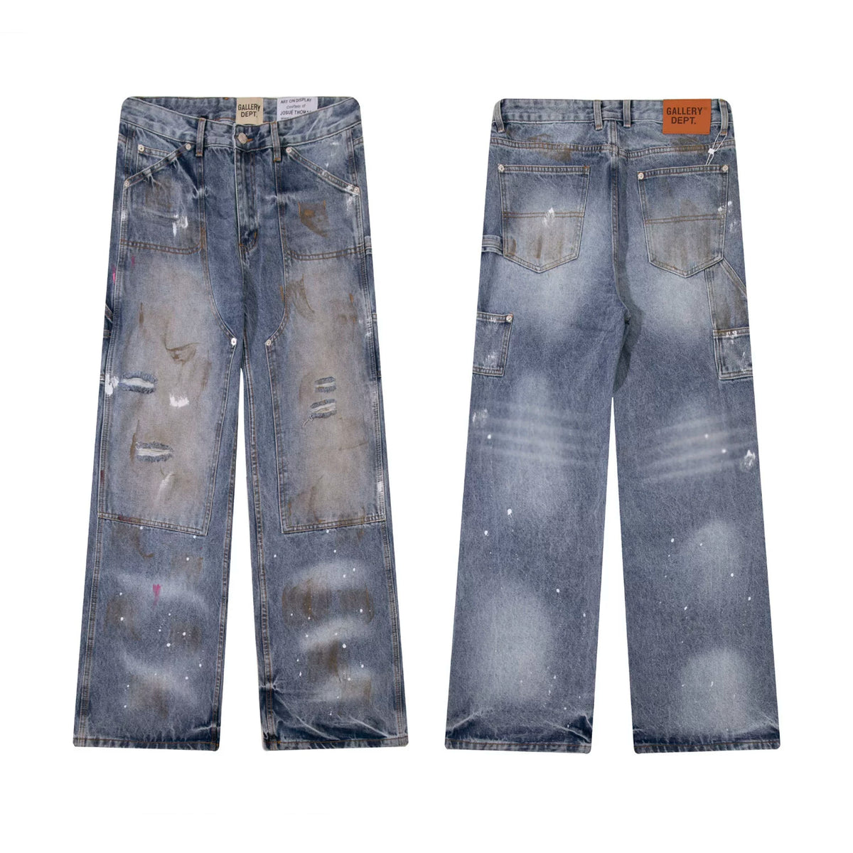 Gallery Dept Patchwork Carpenter Paint‑Splatter Wide‑Leg Denim Jeans Vintage Blue Wash
