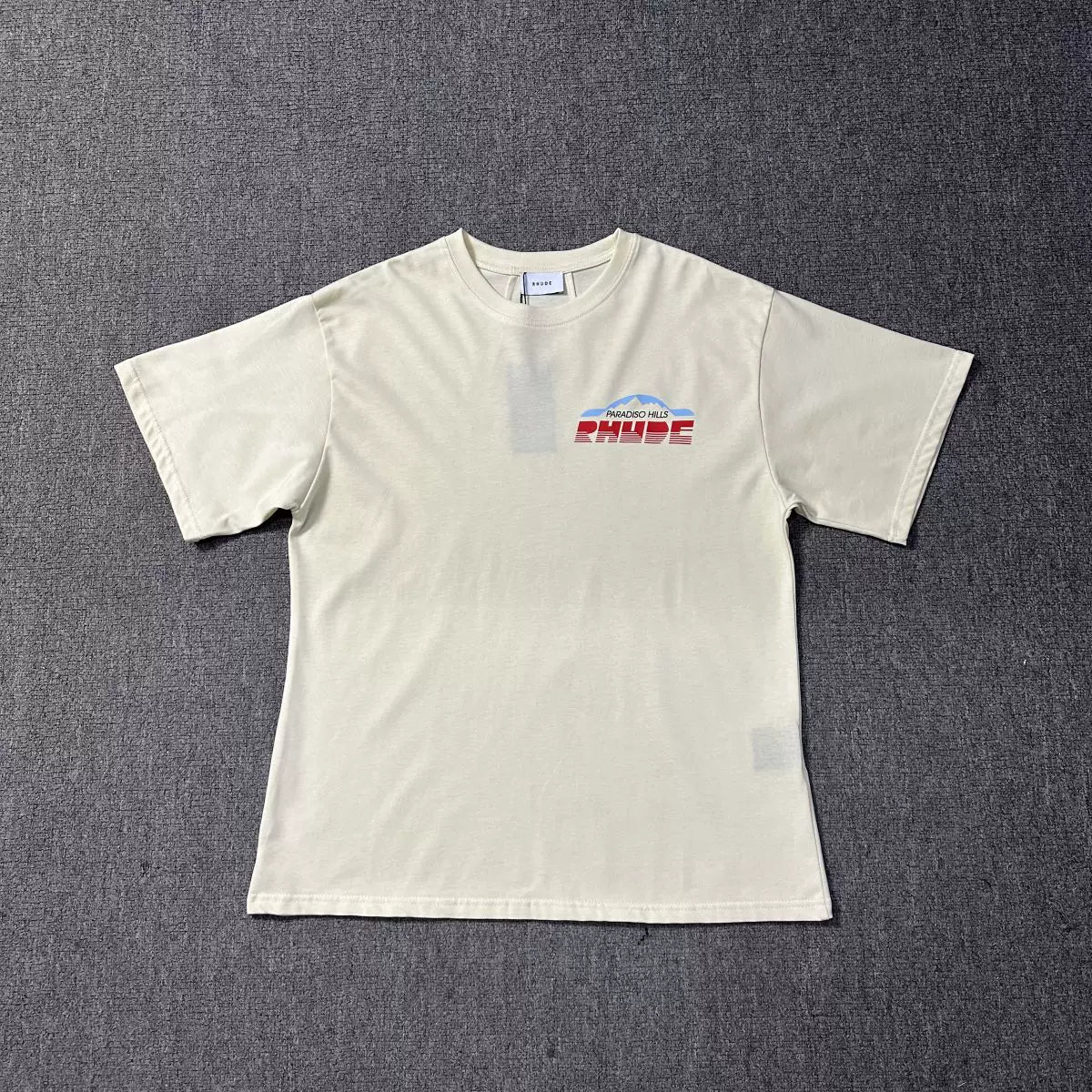 Rhude Mountain Logo Chest Graphic Tee Cream