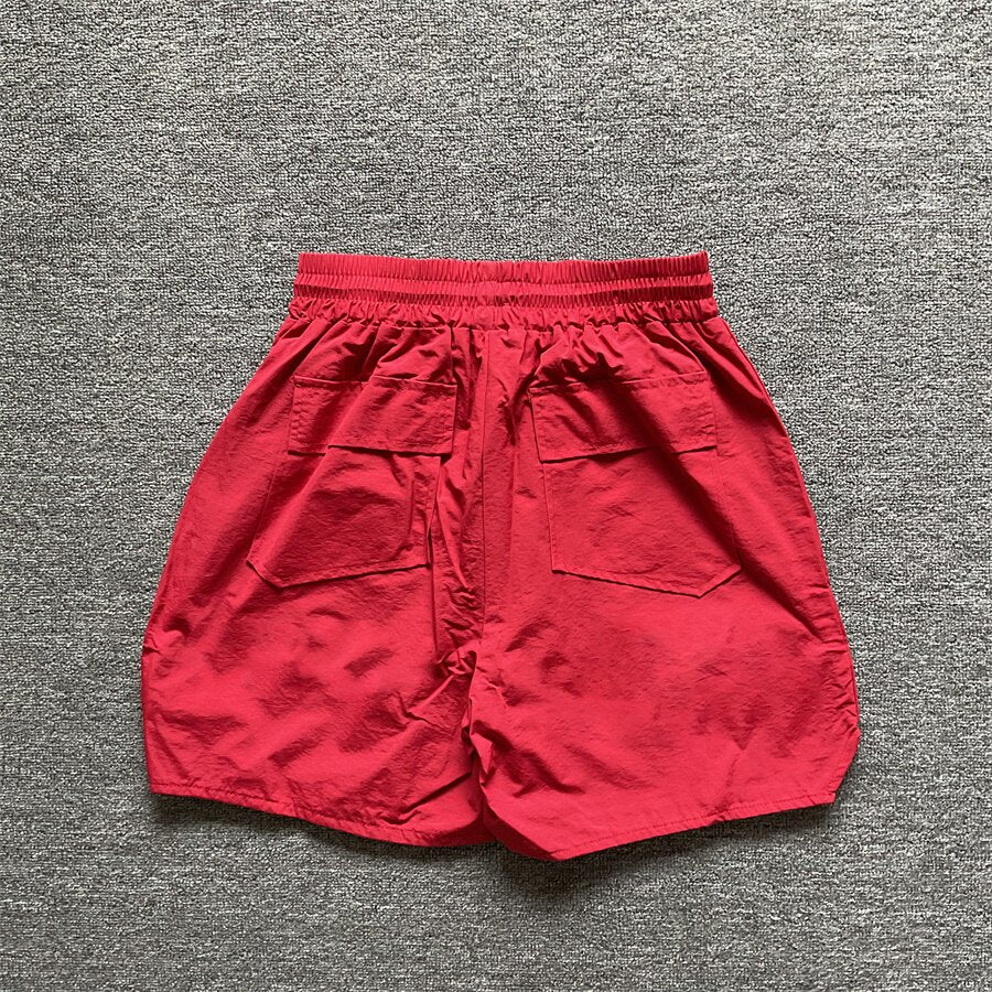 Rhude 1st Pirelli Graphic Nylon Casual Shorts Red