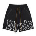 Rhude Big Outline Logo Nylon Casual Shorts Black