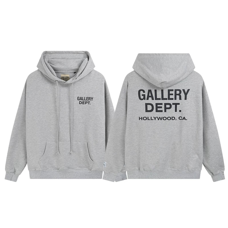 GALLERY DEPT autumn new flame letter print men's and women's loose casual pure cotton hooded sweatshirt jacket (6)