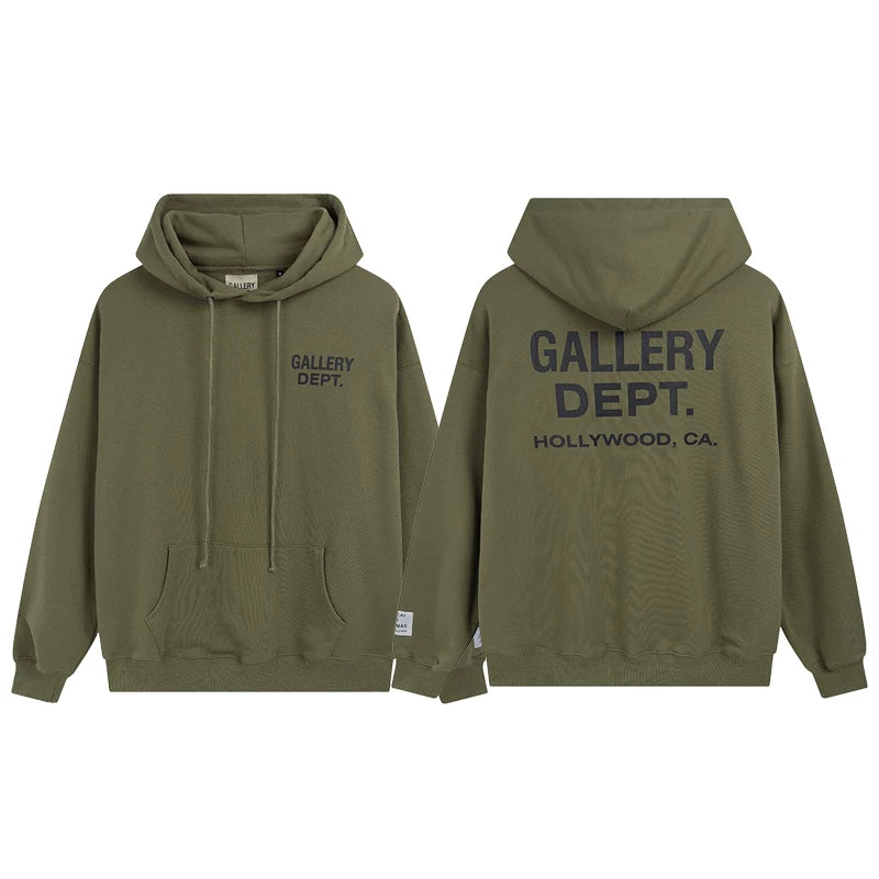 GALLERY DEPT autumn new flame letter print men's and women's loose casual pure cotton hooded sweatshirt jacket (7)