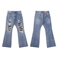 Gallery Dept Heavy Frayed Patchwork Distressed Flare Denim Jeans Light‑Blue Vintage Wash