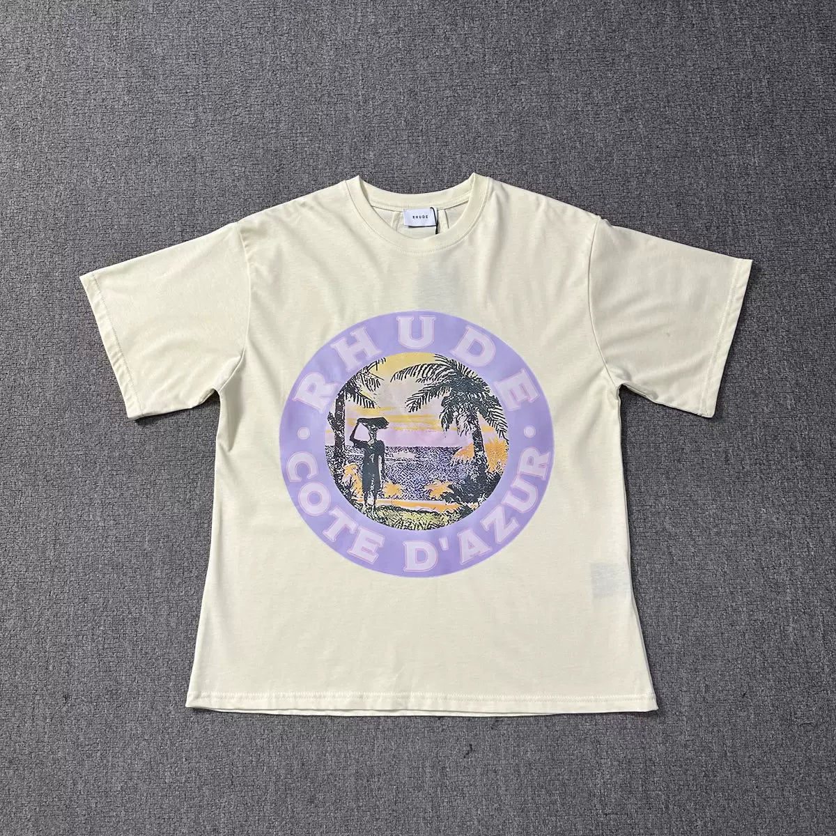 Rhude Cote D'Azur Beach Circle Graphic Tee Cream