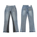 Gallery Dept Two‑Tone Contrast Panel Flare Denim Jeans Light Vintage Blue Wash