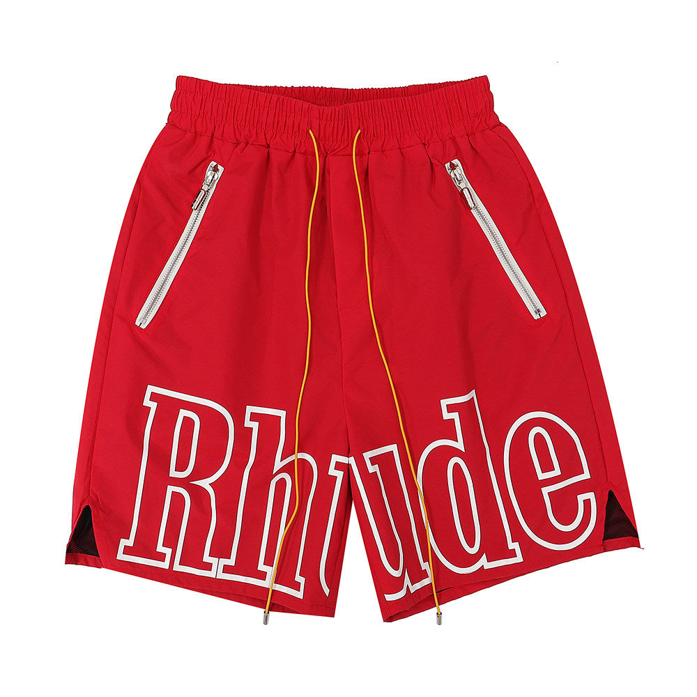 Rhude Big Outline Logo Nylon Casual Shorts Red