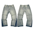 Gallery Dept Two‑Tone Contrast‑Panel Flare Denim Jeans Vintage Light Wash