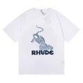 Rhude Blue Leopard Silhouette Graphic Tee White