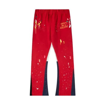 Gallery Dept Dépt de la Galerie Paint‑Splash Color‑Block Flare Sweatpants Red