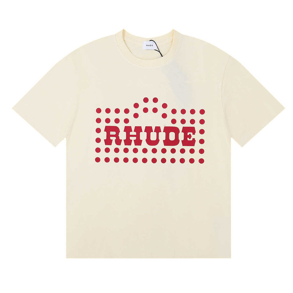 Rhude Red Dot Surround Logo Graphic Tee Cream
