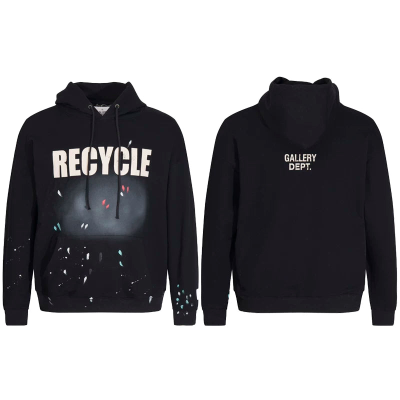 GALLERY DEPT autumn new flame letter print men's and women's loose casual pure cotton hooded sweatshirt jacket (21)