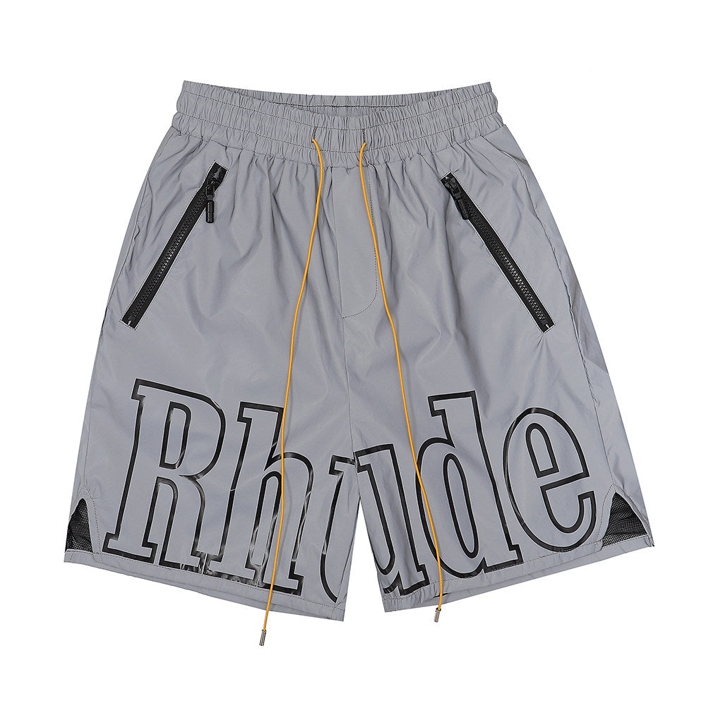 Rhude Big Outline Logo Nylon Casual Shorts Grey