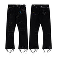 Gallery Dept Multi‑Color Paint‑Splatter Ripped Flare Denim Jeans Black Wash