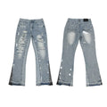 Gallery Dept Heavy Ripped Patchwork Paint‑Splatter Light‑Wash Flare Denim Jeans
