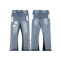 Gallery Dept Paint‑Splatter Inset Flare Denim Jeans Light Vintage Wash