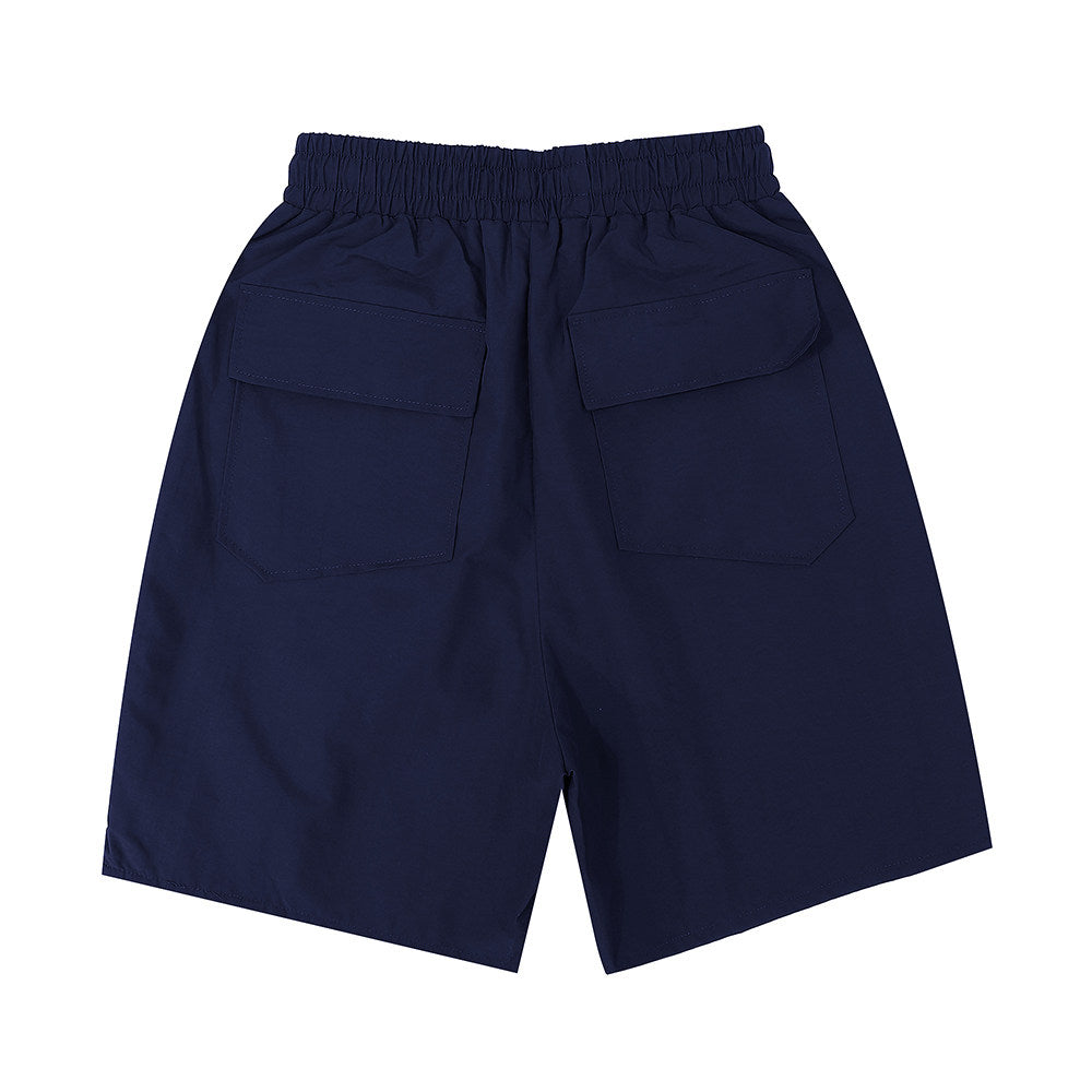 Rhude Big Outline Logo Nylon Casual Shorts Navy Blue