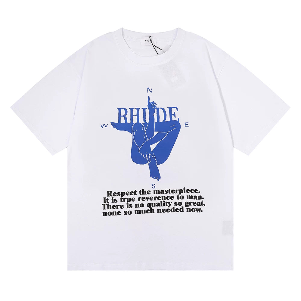 Rhude Compass Figure Respect The Masterpiece Graphic Tee White