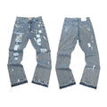Gallery Dept Ripped Patch Paint‑Splatter Flare Denim Jeans Vintage Light‑Blue Wash