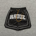 Rhude Varsity Letter Logo Double Piping Nylon Casual Shorts Black