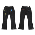 Gallery Dept Multi‑Color Paint‑Splatter Distressed Black Flare Denim Jeans