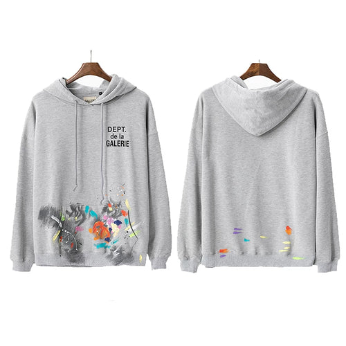 GALLERY DEPT autumn new flame letter print men's and women's loose casual pure cotton hooded sweatshirt jacket (14)