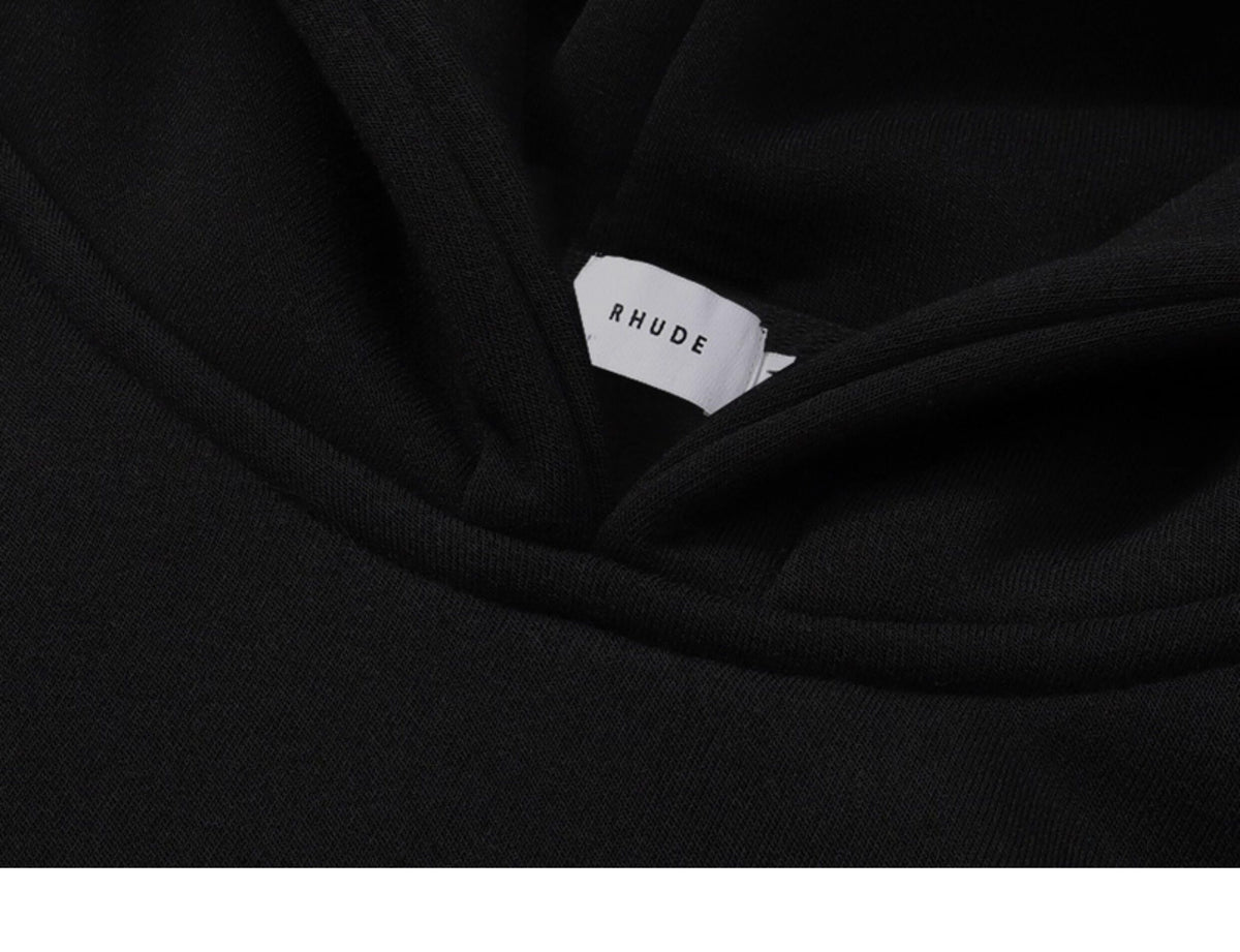 Rhude 1st World Championship Racing Graphic Cropped Hoodie Black