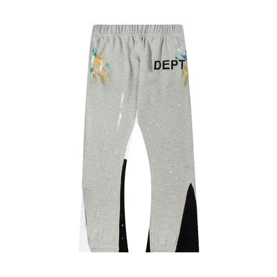 Gallery Dept DEPT Paint‑Splatter Color‑Block Flare Sweatpants Heather Gray