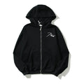 Rhude Script Logo Left Chest Zip‑Up Cropped Hoodie Black
