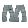 Gallery Dept Zipper‑Detail Logo Embroidered Flare Denim Jeans Light Wash
