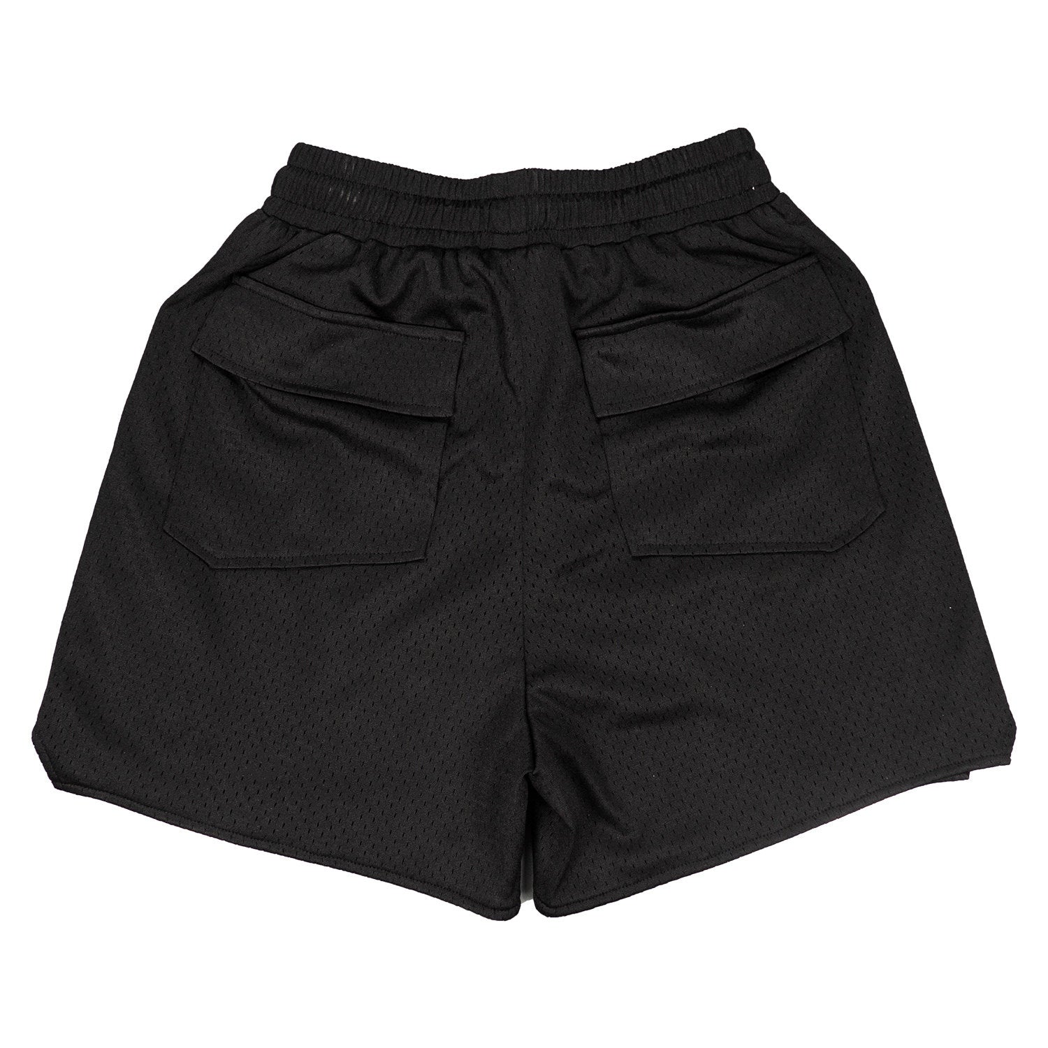 Rhude Big Silver Metallic Patch Logo Mesh Basketball Shorts Black