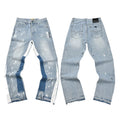 Gallery Dept Color Block Stripe Paint‑Splatter Light‑Wash Flare Denim Jeans