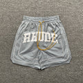 Rhude Varsity Letter Logo Double Piping Nylon Casual Shorts Light Grey