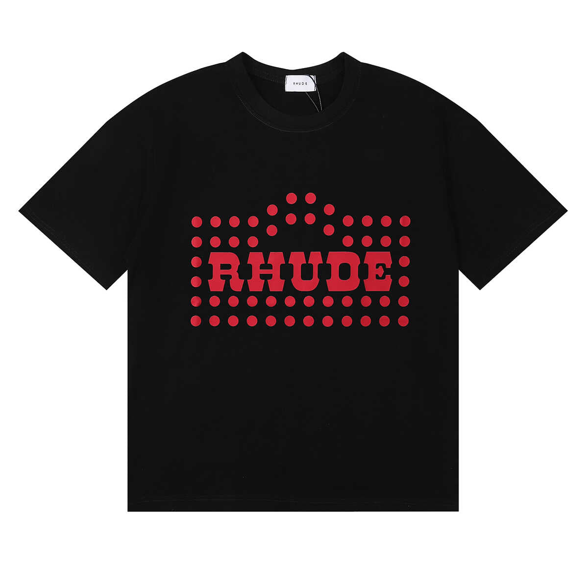 Rhude Red Dot Surround Logo Graphic Tee Black