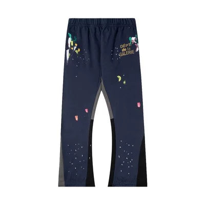 Gallery Dept Dépt de la Galerie Fruit Splash Color‑Block Flare Sweatpants Navy
