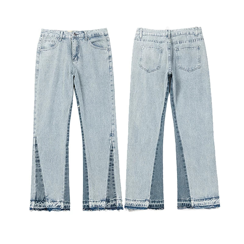 Gallery Dept Two‑Tone Inset Flare Denim Jeans Light Vintage Wash