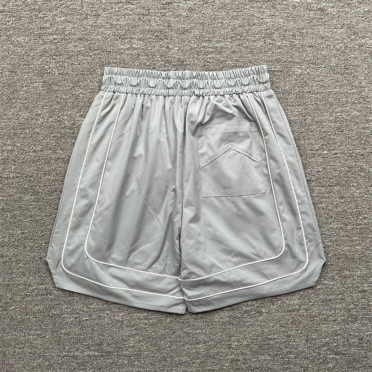 Rhude Varsity Letter Logo Double Piping Nylon Casual Shorts Light Grey