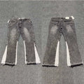 Gallery Dept Contrast Side‑Panel Flare Denim Jeans Vintage Grey Black Wash