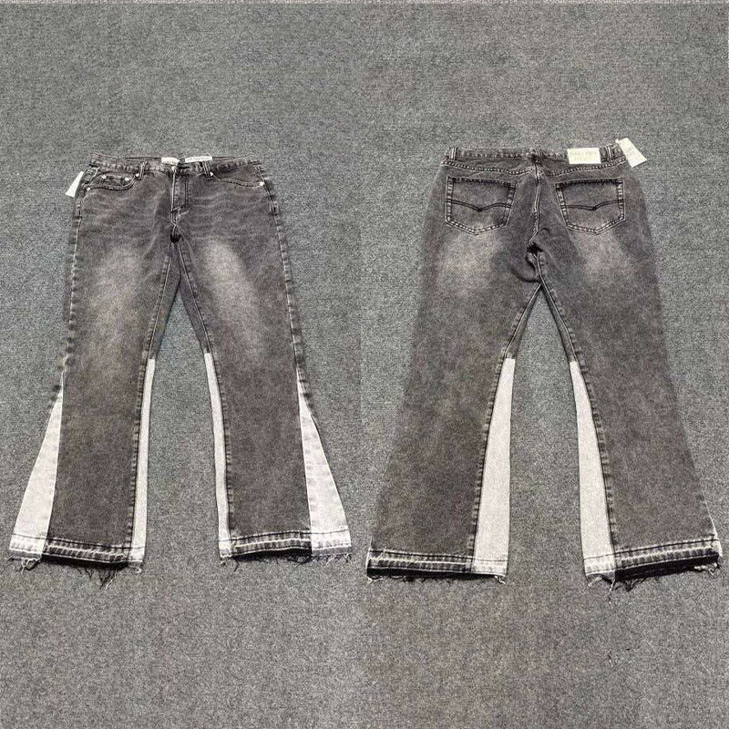 Gallery Dept Contrast Side‑Panel Flare Denim Jeans Vintage Grey Black Wash