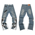 Gallery Dept Multi‑Color Cross Patch Contrast‑Panel Flare Denim Jeans Light Blue Wash