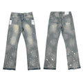 Gallery Dept Patch Ripped Paint‑Splatter Flare Denim Jeans Vintage Ash‑Blue Wash