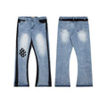 Gallery Dept Contrast Stripe Graphic Inset Flare Denim Jeans Light Wash
