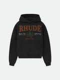 Rhude Bay Of Angels Yacht Club Vintage Crest Cropped Hoodie Black