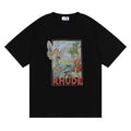 Rhude Vintage Angel Mediterranean Scenery Graphic Tee Black